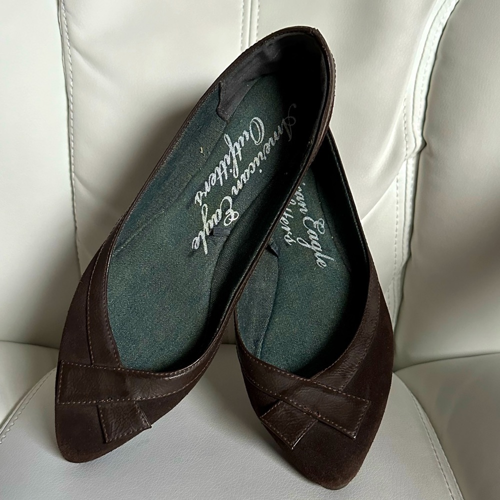 AEO Brown Pointed Toe Flats - Size 8